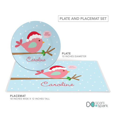 Cute Xmas Birdie Kids Plate