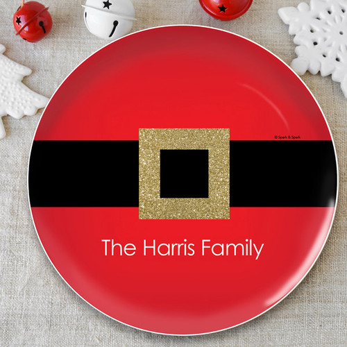 Shiny Santa's Belt Buckle Christmas Plate
