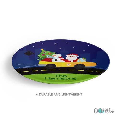 Santa In His Cool Ride Christmas Plate