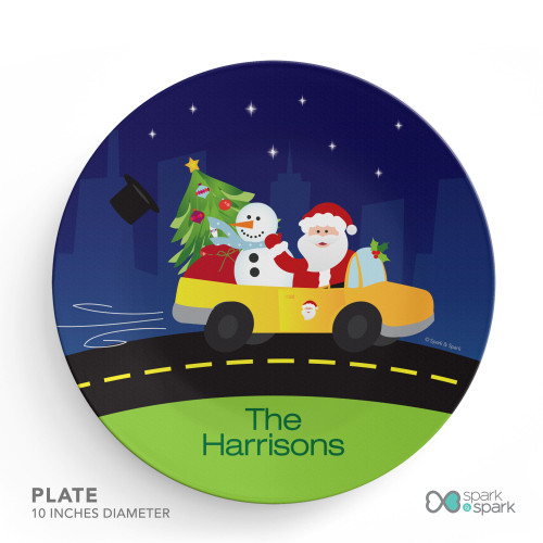 Santa In His Cool Ride Christmas Plate