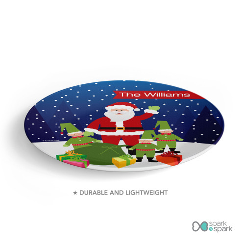 Santa And Elves Christmas Plate