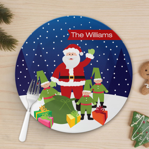 Santa And Elves Christmas Plate