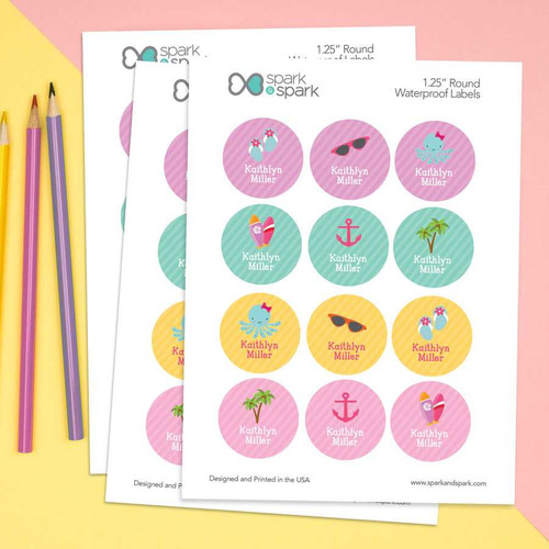 A Day at the Beach Waterproof Labels for Kids