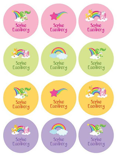 Sweet Unicorns Waterproof Labels for Kids (Set of 48)