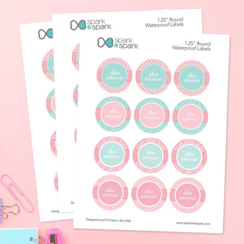 Pretty Quatrefoil Waterproof Labels for Kids