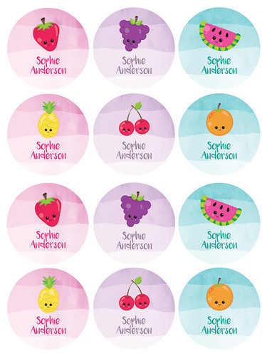 Yummy Fruits Waterproof Labels for Kids (Set of 48)