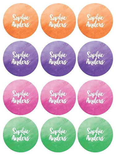 Bold Colorful Name Waterproof Labels for Kids (Set of 48)