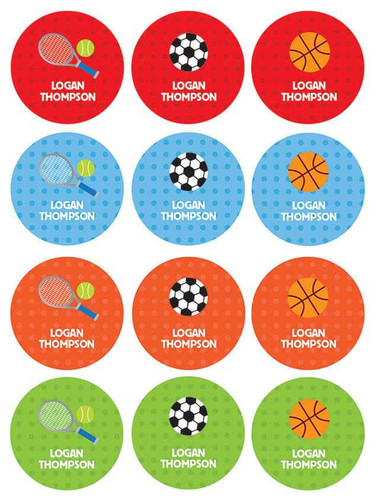 Boy Sports Waterproof Labels for Kids (Set of 48)