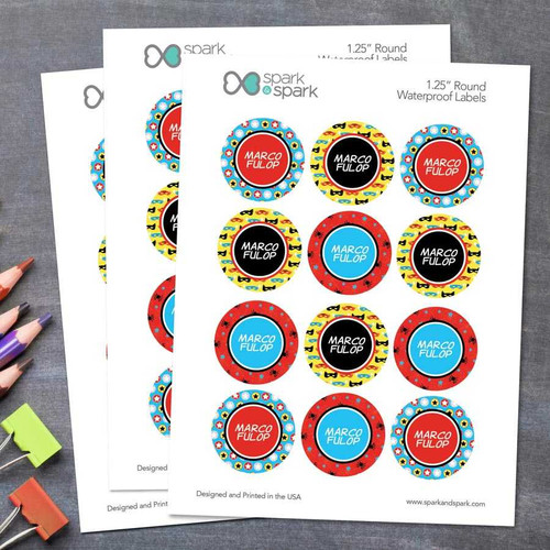 Super Hero Pattern Waterproof Labels for Kids (Set of 48)