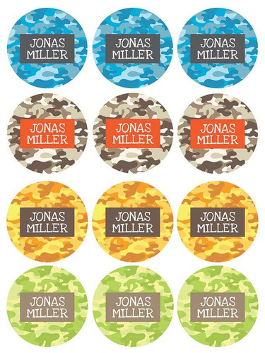 Fun Camouflage Waterproof Labels for Kids (Set of 48)