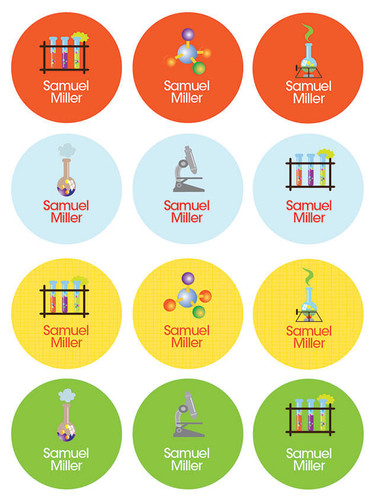 Cool Scientist Waterproof Labels for Kids (Set of 48)