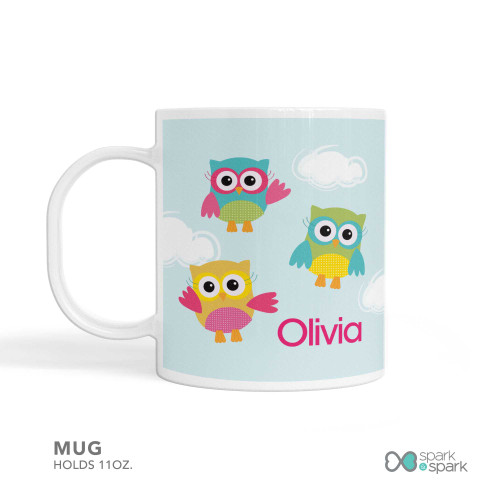 Three Owls Personalized Girls Bowl