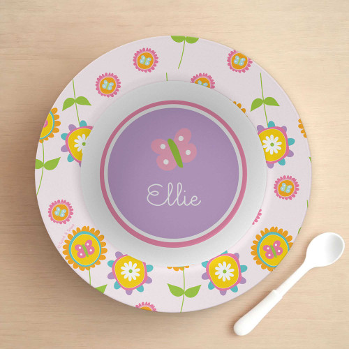 Pink Flowers Pattern Kids Bowl