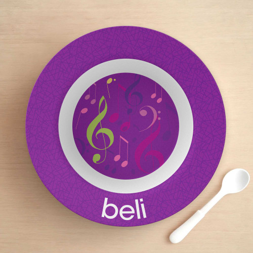 Girly Music Notes Kids Bowl