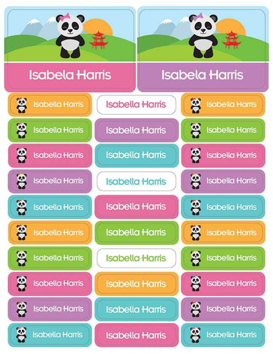Sweet Panda Waterproof Labels Rectangular Pack (Set of 128)