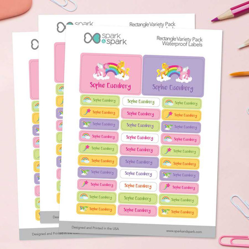 Sweet Unicorns Labels Rectangular Pack