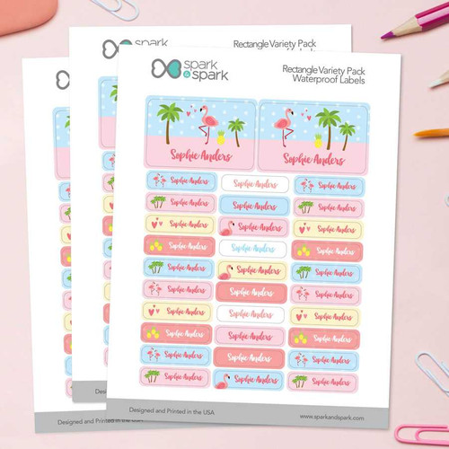 Sweet Flamingo Labels Rectangular Pack