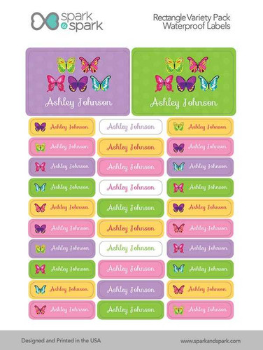 Bright Butterflies Waterproof Labels Rectangular Pack (Set of 128)