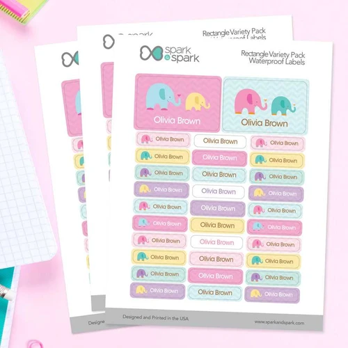 Sweet Elephants Labels Rectangular Pack