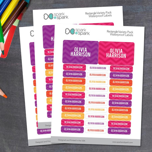 Girls Name on Chevron - Orange Labels Rectangular Pack