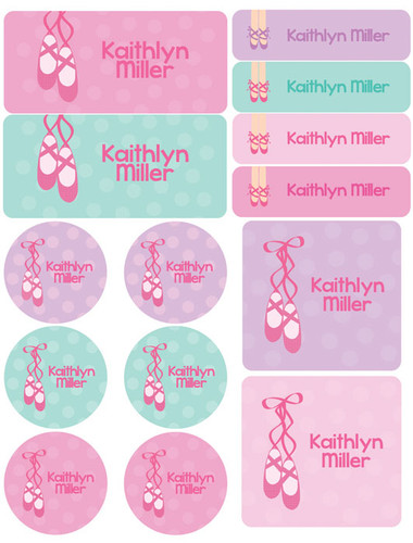 Ballerina Shoes Waterproof Labels Variety Pack (Set of 56)