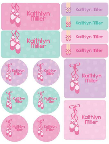 Ballerina Shoes Waterproof Labels Variety Pack (Set of 56)