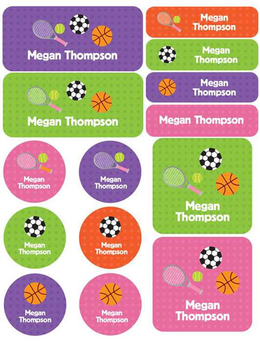 Girl Sports Waterproof Labels Variety Pack (Set of 56)
