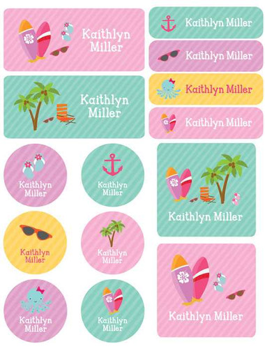A Day at the Beach Waterproof Labels Variety Pack (Set of 56)