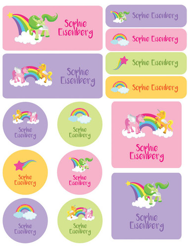 Sweet Unicorns Waterproof Labels Variety Pack (Set of 56)
