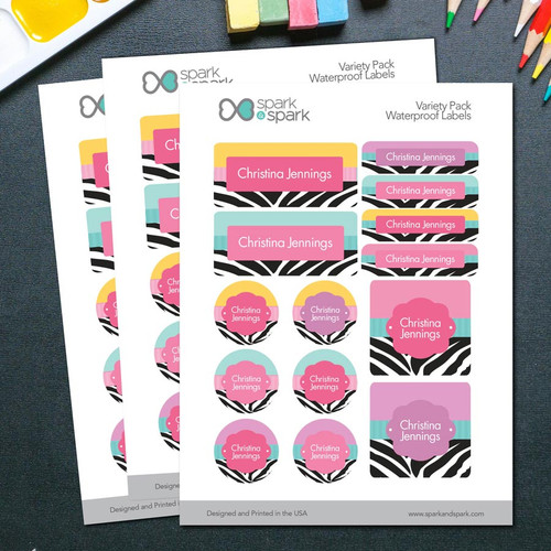 Colorful Zebra Waterproof Labels Variety Pack