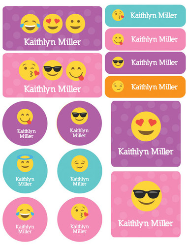 Girl Emojis Waterproof Labels Variety Pack (Set of 56)
