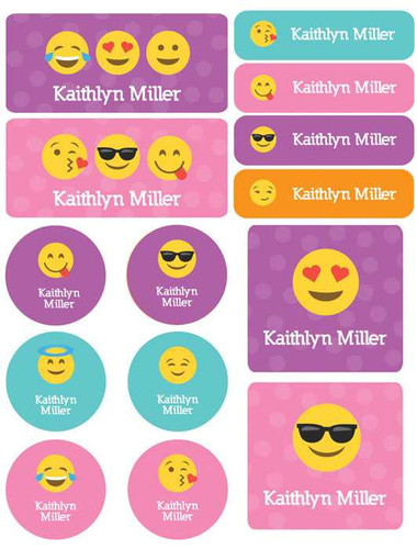 Girl Emojis Waterproof Labels Variety Pack (Set of 56)