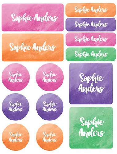 Bold Colorful Name Waterproof Labels Variety Pack (Set of 56)