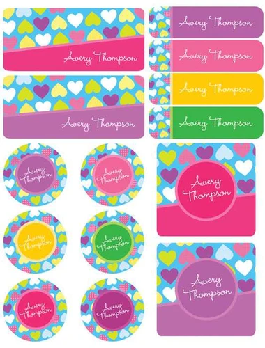 Happy Hearts Waterproof Labels Variety Pack (Set of 56)