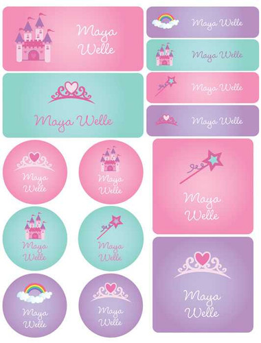 Princess Fairy Tale Pink Waterproof Labels Variety Pack (Set of 56)