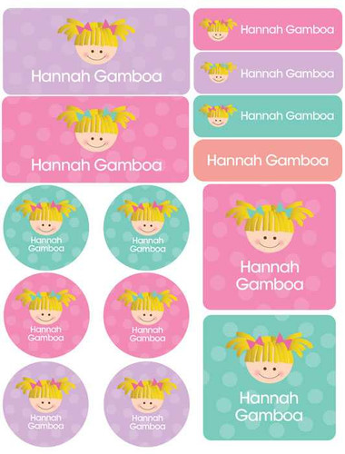 Just like Me Girl Waterproof Labels Variety Pack (Set of 56)
