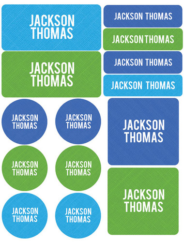 Linen Boy Shades Blue Waterproof Labels Variety Pack (Set of 56)