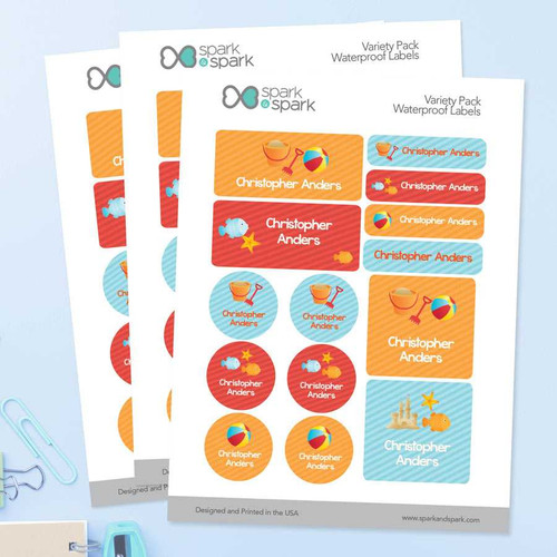 Ready For The Beach Waterproof Labels Variety Pack (Set of 56)