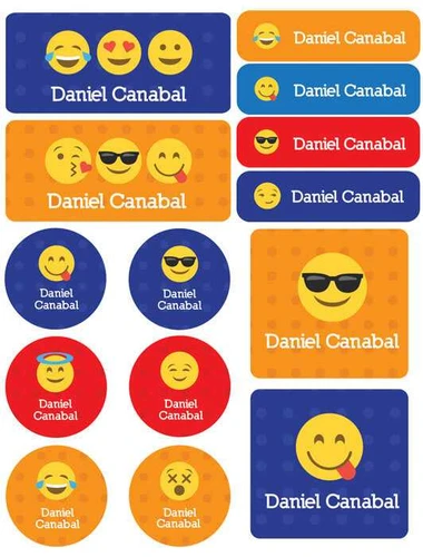 Boy Emojis Waterproof Labels Variety Pack (Set of 56)