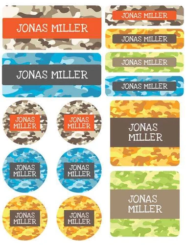 Fun Camouflage Waterproof Labels Variety Pack (Set of 56)