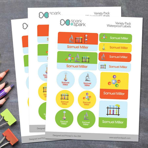 Cool Scientist Waterproof Labels Variety Pack (Set of 56)