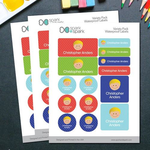 Just Like Me Boy Waterproof Labels Variety Pack (Set of 56)