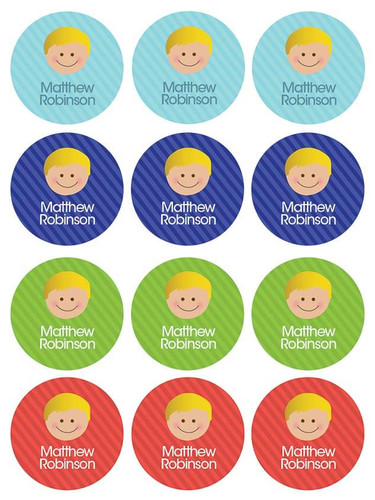 Just Like Me Boy Blonde Waterproof Labels for Kids (Set of 48)