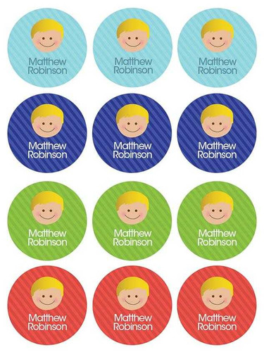 Just Like Me Boy Blonde Waterproof Labels for Kids (Set of 48)
