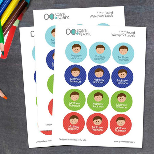 Just Like Me Boy Blonde Waterproof Labels for Kids (Set of 48)