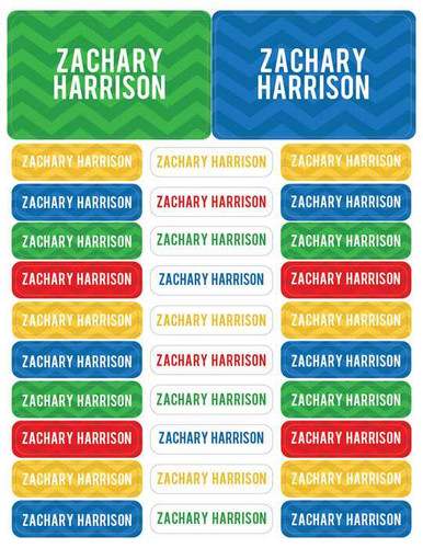 Red and Yellow Chevron Labels Rectangular Pack (Set of 128)