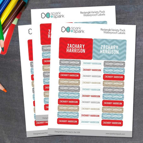 Blue and Grey Chevron Labels Rectangular Pack (Set of 128)