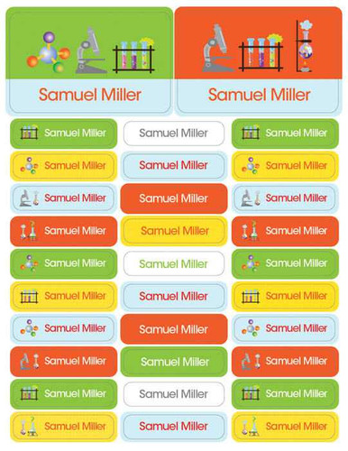 Cool Scientist Labels Rectangular Pack (Set of 128)