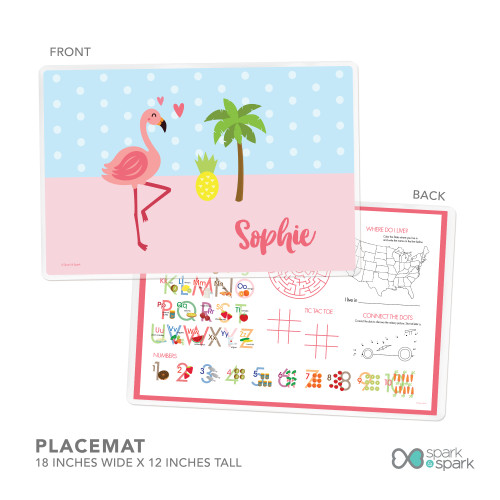 Sweet Flamingo Love Kids Placemat