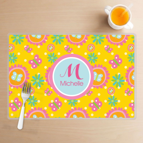 Yellow flowers Pattern Kids Placemat